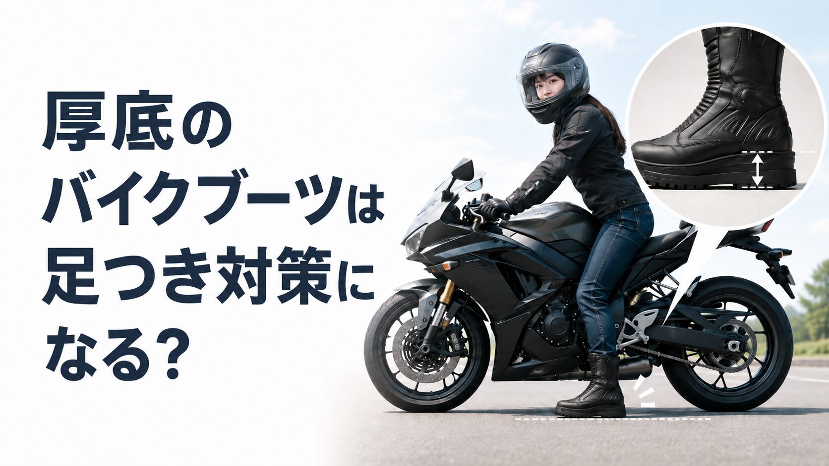 厚底のバイクブーツは足つき対策になる？底上げとの違いと注意点